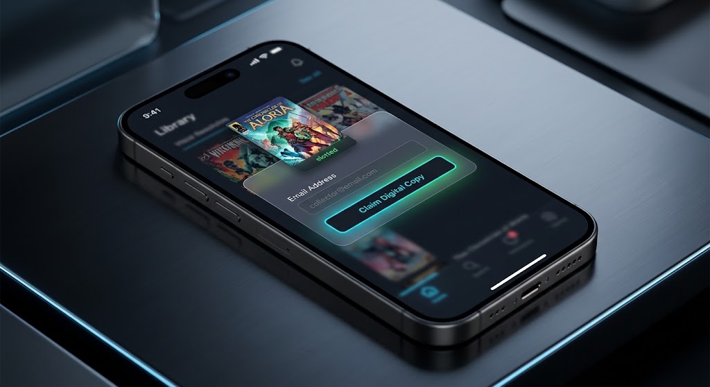 Phone showing Slabsync digital copy claim screen
